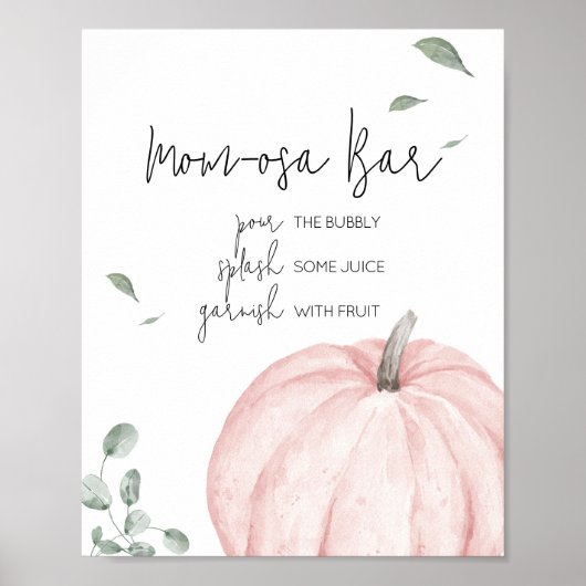 Roze Minimalistische Pompoen Baby shower Mom Osa B Poster (Voorkant)