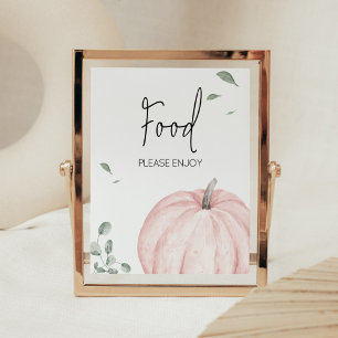 Roze minimalistische pompoen Baby shower voedsel Poster