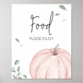 Roze minimalistische pompoen Baby shower voedsel Poster (Voorkant)