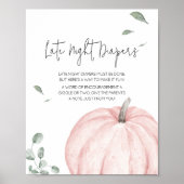 Roze Minimalistische Pompoen Late Night Luiers Poster (Voorkant)