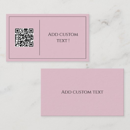 Roze minimalistische qr-code eenvoudig schattig Vi Visitekaartje (Voorkant / Achterkant)