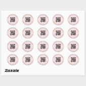 Roze Minimalistische QR Code Zakelijk Eenvoudig Ronde Sticker (Vel)