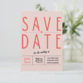 Roze Minimalistische Retro Thema Bruiloft Save The Date (Staand voorkant)
