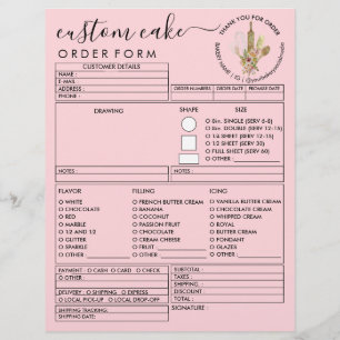 Roze Minimalistische Rustieke Houten Bakkerij Cake Flyer