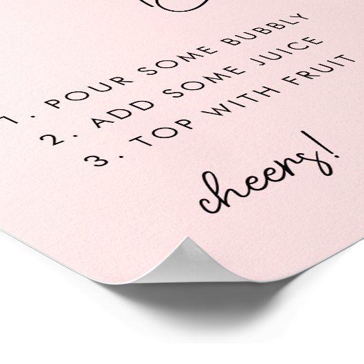 Roze Minimalistische Script Bruidsmeisje Mimosa Ba Poster (Hoek)