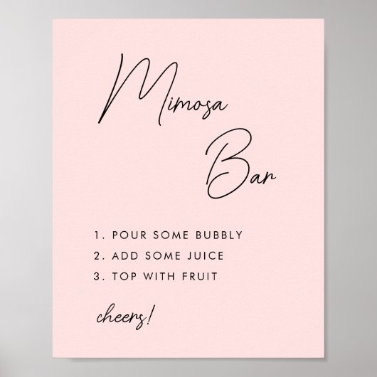 Roze Minimalistische Script Bruidsmeisjes Mimosa B Poster (Voorkant)