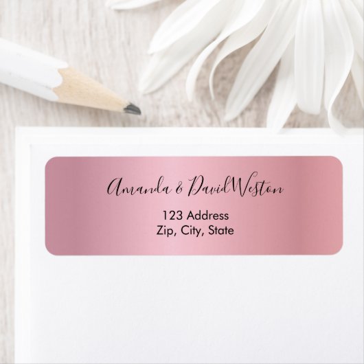 Roze minimalistische script retouradres etiket (Insitu)