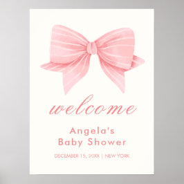 Roze Minimalistische Strik Das Baby Shower Welkom Poster