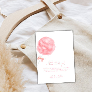 Roze minimalistische Sweet Bow Cotton Snoep Baby s Bedankkaart