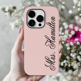 Roze Minimalistische Telefoonhoes met Naam voor Vr Case-Mate iPhone 14 Pro Hoesje