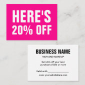 Roze, minimalistische trendmatige, eenvoudige mode kortingskaartje (Voorkant / Achterkant)