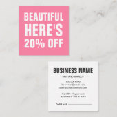 Roze, minimalistische trendy, eenvoudig modern kortingskaartje (Voorkant / Achterkant)