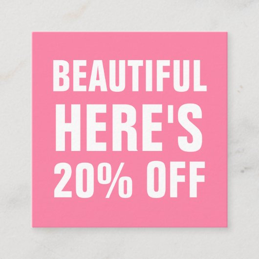 Roze, minimalistische trendy, eenvoudig modern kortingskaartje (Voorkant)