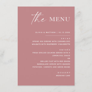 Roze Minimalistische Trouw Elegante Lente Menu