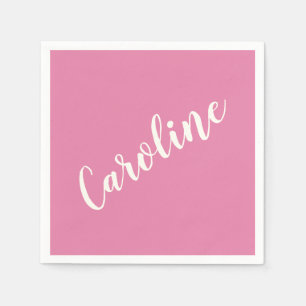 Roze minimalistische Typografie Persoonlijke naam Servet