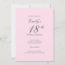 Roze Minimalistische Uitnodiging voor 18e Verjaard