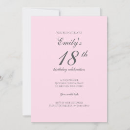 Roze Minimalistische Uitnodiging voor 18e Verjaard