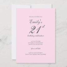 Roze Minimalistische Uitnodiging voor 21e Verjaard