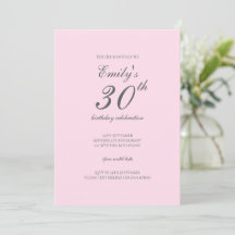Roze Minimalistische Uitnodiging voor 30e Verjaard