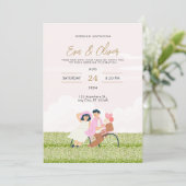 Roze minimalistische uitnodiging voor bruiloft (Staand voorkant)