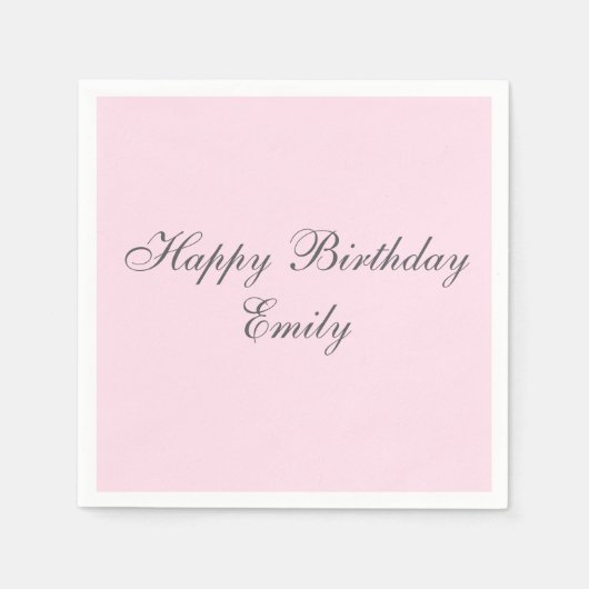 Roze Minimalistische Verjaardagsfeest Servetten (Voorkant)