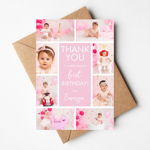 Roze Minimalistische Verjaardagskaart voor 1-jarig Kaart