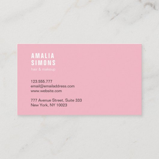 Roze minimalistische Visitekaartjes (Achterkant)