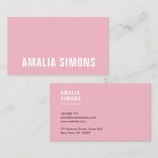 Roze minimalistische Visitekaartjes (Voorkant / Achterkant)