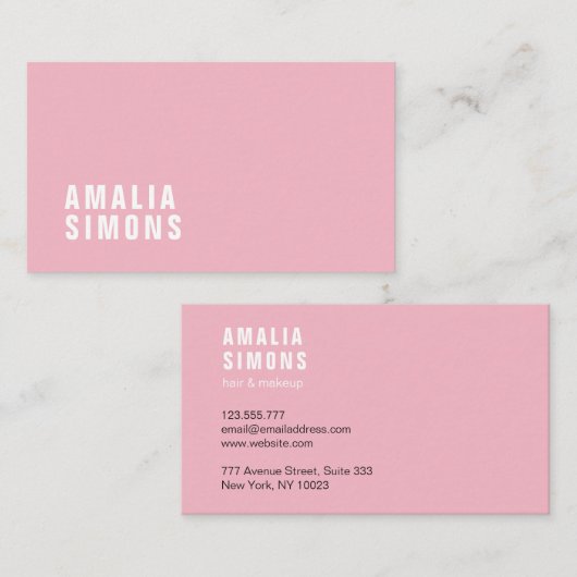 Roze Minimalistische Visitekaartjes (Voorkant / Achterkant)