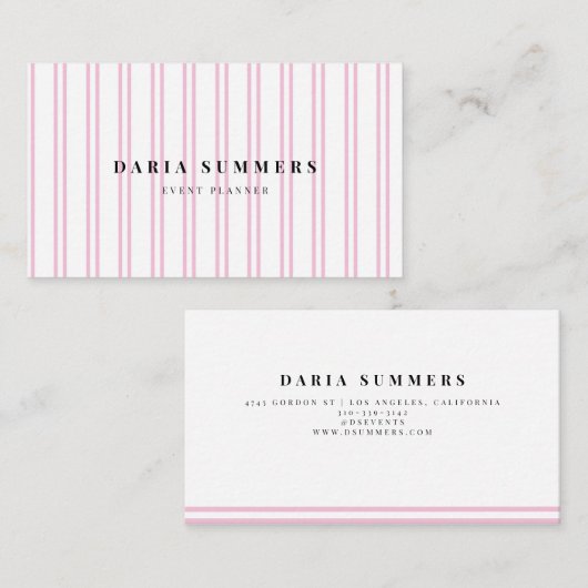 Roze minimalistische Visitekaartjes. Visitekaartje (Voorkant / Achterkant)