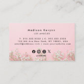 Roze Minimalistische Wildflower Boho Visitekaartje (Achterkant)