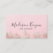 Roze Minimalistische Wildflower Boho Visitekaartje (Voorkant)