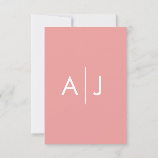 Roze Minimalistische Zeester Huwelijksreactiekaart RSVP Kaartje (Achterkant)