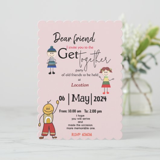 Roze minnaar Samenkomen Kaart (Staand voorkant)