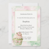 Roze Mint Abstracte Bloem Cupcake Verjaardag Kaart (Voorkant)