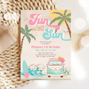 Roze Mint Aqua Girl Fun In The Sun Verjaardag Kaart