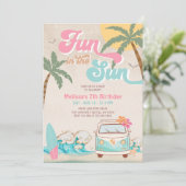 Roze Mint Aqua Girl Fun In The Sun Verjaardag Kaart (Staand voorkant)