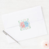 Roze Mint Blauw Bloemen Geslacht Onthullen Baby sh Vierkante Sticker (Envelop)