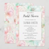 Roze Mint Bloemen Bruiloft Feest Kaart (Voorkant / Achterkant)