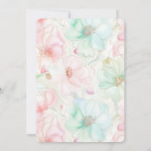 Roze Mint Bloemen Bruiloft Feest Kaart (Achterkant)