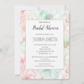Roze Mint Bloemen Bruiloft Feest Kaart (Voorkant)