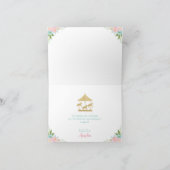 Roze Mint Bloemen Carrousel Verjaardagsfeestje Dan Kaart (Binnen)