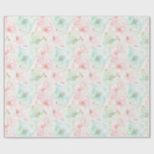 Roze Mint Bloemen Verjaardag Cadeaupapier (Vlak)