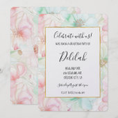 Roze Mint Bloemen Verjaardag Kaart (Voorkant / Achterkant)
