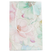 Roze Mint Bloemen Verjaardag Medium Cadeauzakje (Voorkant)