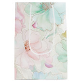 Roze Mint Bloemen Verjaardag Medium Cadeauzakje (Achterkant)