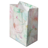 Roze Mint Bloemen Verjaardag Medium Cadeauzakje (Achterkant Gekanteld)