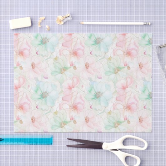 Roze Mint Bloemen Verjaardag Tissuepapier (Craft)