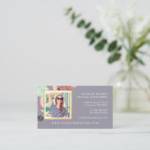 Roze & Mint Bloementuin & Goud Foto Lijst Visitekaartje (Staand voorkant)