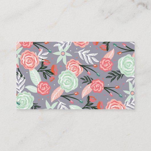 Roze & Mint Bloementuin & Goud Foto Lijst Visitekaartje